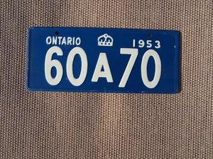 1953 Ontario Wheaties Miniature Cereal Bicycle License Plate 60A70 - Picture 1 of 2