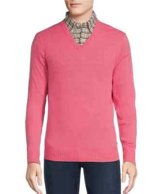 Nuevo con etiquetas Suéter Cremieux Para Hombre Rosa Lujo Cachemira Cuello en V Talla L $200 Foto 1 de 4
