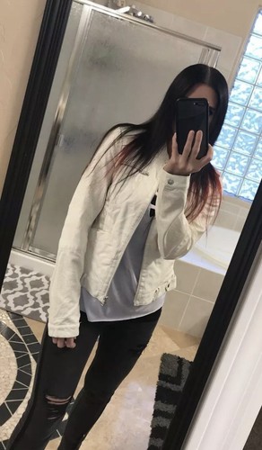 OFF WHITE The Buckle Daytrip Giacca Moto Pelle Donna Off White Argento L Large Biker Nuova