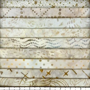 Paquete de 9 cuartos de grasa color: dorado claro #6 tela Batik Lunn FQ 100 % algodón - Imagen 1 de 5