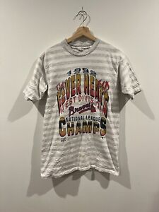 Vintage Atlanta Braves 1992 West Division Champs Striped T Shirt Large 90s