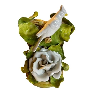 Vintage Ceramic White Rose And Bird Capodimonte Style Bookend  Beautiful! - Picture 1 of 15