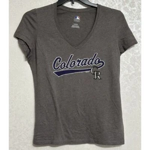 Colorado Rockies MLB Baseball Genuine Merchandise Gray V-neck T-shirt Tee XL - Picture 1 of 4