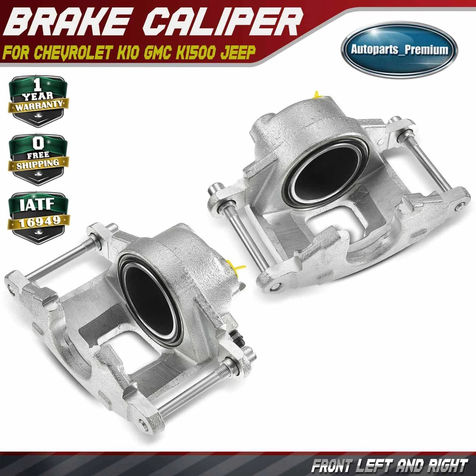 2x Front Side Brake Calipers for Chevy K10 V10 GMC K1500 Suburban Jeep Cherokee - Image 1 of 4