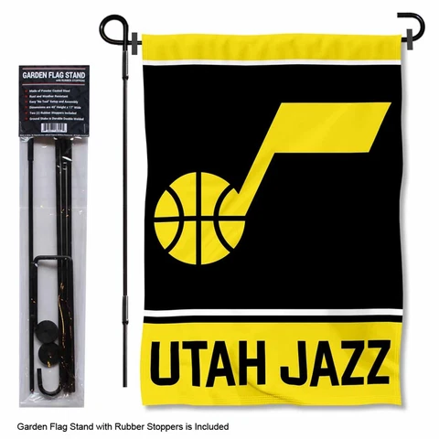 Utah Jazz Black Garden Flag and Yard Stand Included Cover