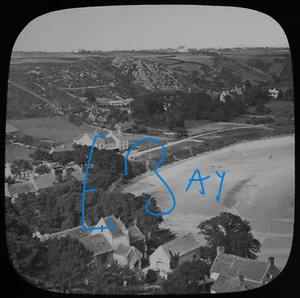 Foto JERSEY ST BRELADES CHURCH & BAY Magic Lantern Slide 1895 ANTIGUO ANTIGUO - Imagen 1 de 5