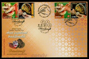 2011 Dragon,Rice figure,Lion,Ritual painted eggs,Hand,Hong Kong,Romania,6572/FDC - Picture 1 of 1