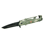 8" Marines Black / Camo Tactical Spring Assisted Folding Pocket Knife Military