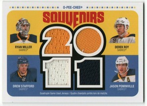 2011-12 O-Pee-Chee OPC Souvenirs RYAN MILLER DEREK ROY DREW STAFFORD POMINVILLE