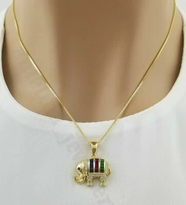 Elephant Pendant 2 Ct Simulated Diamond Baguette Cut 14K Yellow Gold Plated - Picture 1 of 4