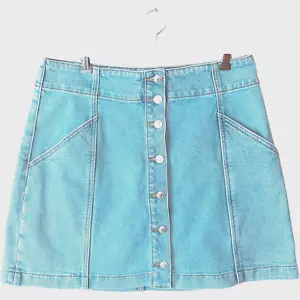 Country Road Denim Skirt Womens Size 12 Blue Cotton A-Line Stretch Pockets - Picture 1 of 13