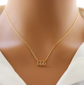 STG 18K Gold Plated Pavé Angel Number 666 Pendant Necklace - Picture 1 of 4