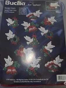 Christmas Bucilla Holiday Doves Appliqué ornaments Set Of 12 83663 - Picture 1 of 6