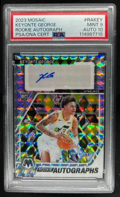 2023-24 Mosaic Keyonte George Rookie Auto RC Rookie #RA-KEY Jazz PSA 9 10 - Image 1 of 2