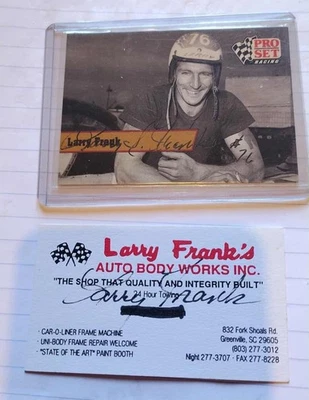 Larry Frank Signed Card And Business Card (Pioneer Of Nascar) - Image 1 of 2
