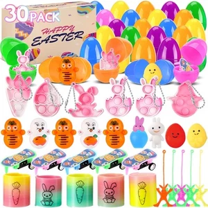 Easter Eggs Fillers,30Pack Assorted Toys Bulk with 30PCS Colorful Plastic Eas... - Picture 1 of 7