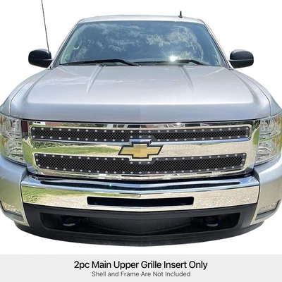 Rejilla de acero inoxidable estilo remache APS negra 07-13 Silverado 1500 GR03LEA70H Foto 1 de 3