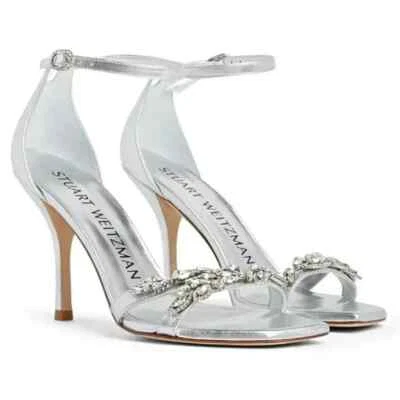 Stuart Weitzman Nudist Vow 100 Sandal Square Toe Crystal High Heel $650 Sz 9,10 - Image 1 of 4