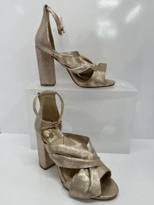 Miss Selfridge - Rose Gold Glitter Fabric Ankle Strap Sandal - Size 4 Worn Once - Picture 1 of 7