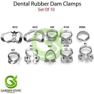 Dental Brinker Clamp Set Of 10 Rubber Dam Tissue Retractor Endo Restorative - Picture 1 of 11