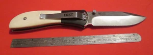 Vintage CRKT M4-02 Carson Design White COLUMBIA RIVER Folding Open Pocket Knife - Picture 1 of 7