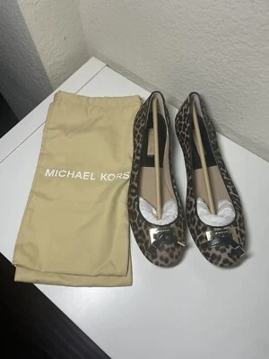 Nuevo en caja Michael Kors Perla Cervatillo Leopardo Piel Real Pelo de becerro Ballet Plano 9.5 Ret $375 Foto 1 de 4