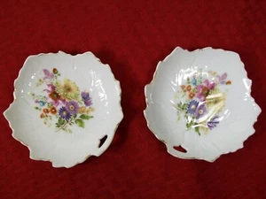 Vintage Occupied Japan Trinket Dish Candy Jewelry Leaf Shaped Floral - Set of 2 - Picture 1 of 7