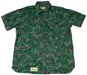 DGK 420 ALL DAY EVERYDAY Men Medium Home Grown Marijuana Leaves AOP CAMP Shirt - Picture 1 of 16