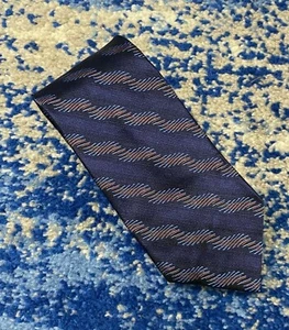 Corbata de seda Jhane Barnes Frequency azul naranja marino negro sesgo olas EE. UU. - Imagen 1 de 4