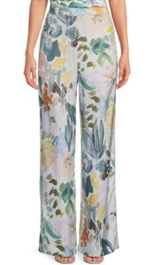 TED BAKER SARCA WIDE LEG PANTS PULL ON FLORAL IVORY & MULTICOLOR TED SIZE 5 - Picture 1 of 11