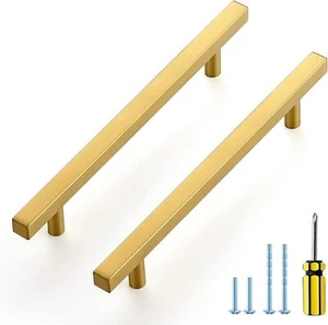 Ravinte 25 Pack Gold Cabinet Handles 6 3/8"  Brushed Brass Square Cabinet Pulls - Picture 1 of 7
