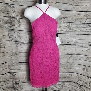 Jump Apparel Women’s fuchsia Pink Back Cutout Lace Mini Dress SZ 11/12 New - Picture 1 of 7