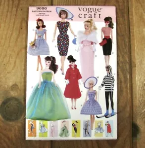 Retro Barbie Doll Clothes Sewing Pattern Dresses Ski Outfit Vogue 9686 Uncut - Picture 1 of 5