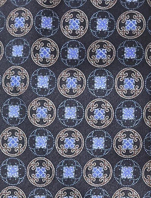 Brioni Light Blue Navy Brown Circle Polka Dot Geometric Silk Tie NEW NWOT - Image 1 of 4