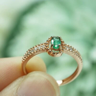 Anillo Especial Día de la Madre Verde Esmeralda Oro Rosa 18k Platino Plata de Ley Met Foto 1 de 4