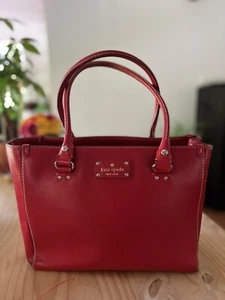 Vintage Kate Spade Red Leather Tote Bag Elena Wellesley - Picture 1 of 8