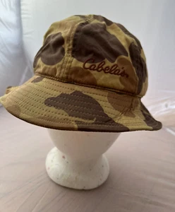 Vintage Cabela's Sportswear Jones Camo Hunting Duck Canvas Bucket Cap Sz Medium - Picture 1 of 13