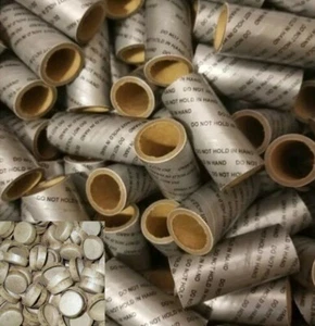 25pc 1" x 2.5" silver print firework kraft tube with paper caps - Picture 1 of 3
