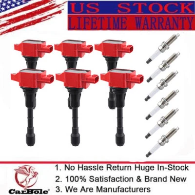 6 PCS Ignition Coil Spark Plug for 2009 2010 2011-2020 Nissan Maxima Murano 3.5L - Image 1 of 4