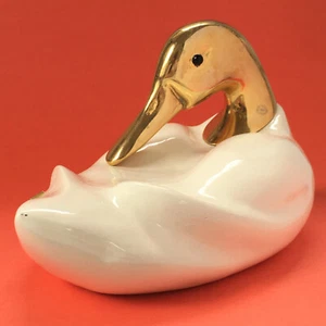 DE STIJL FIRENZE Post Modern Duck Sculpture Wood & Brass 1970s - Picture 1 of 17