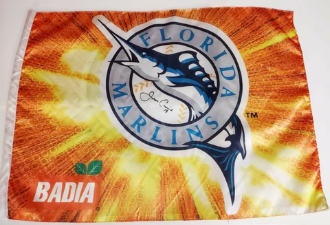 Autographed Marlins MLB Double Sided Car Flag Jeff Conine Badia Florida Cover
