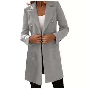 Damenmode Langarm Doppelknopf Wollmantel Herbst und Winter Gr. L 65% Baumwolle - Bild 1 von 2