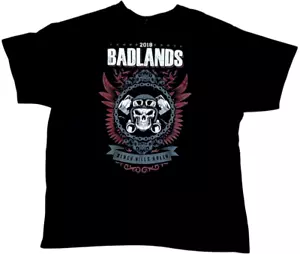 Motorcycle Biker T-Shirt 2018 Badlands Black Hills Rally Large Black Skull L - Picture 1 of 3