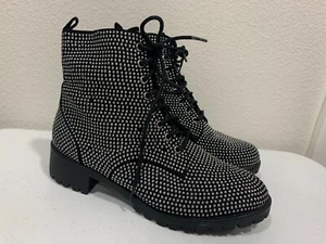 BP. REMI STUDDED BLACK LACE COMBAT SHOES SIZE 8.5 - Picture 1 of 10