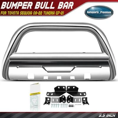 Protector de rejilla de parachoques de empuje Bull Bar de 3,5" S/S para Toyota Sequoia 08-22 Tundra 07-21 Foto 1 de 4