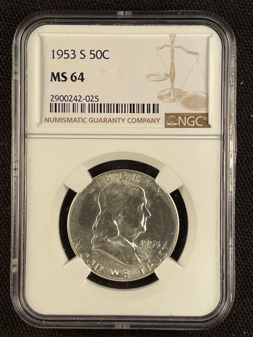 1953-S 50C Franklin Half Dollar NGC MS64 Cover