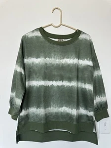 One World Womens XS Green Tie Die Light Sweatshirt Top - Picture 1 of 6