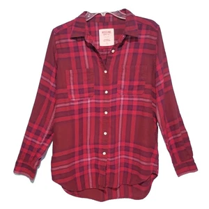 Camicia Mossimo donna M flanella fidanzato vestibilità quadri rosso viola manica lunga - Foto 1 di 9