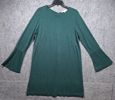 LOFT Ann Taylor женщин размер 14 вязаный бирюзовый платье с длинным рукавом Bell - Изображение 1 из 4