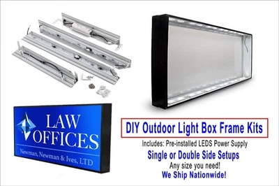 Outdoor Light Box Sign Led Lighting DIY frame Kits S/S or D/S Any Size - Image 1 of 4